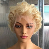 Short Pixie Cut Curly 613 Blond Human Hair - Wigtrends