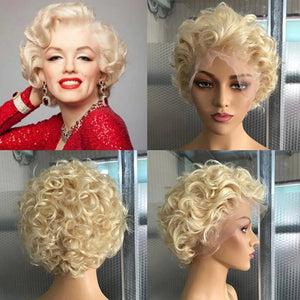 Short Pixie Cut Curly 613 Blond Human Hair - Wigtrends