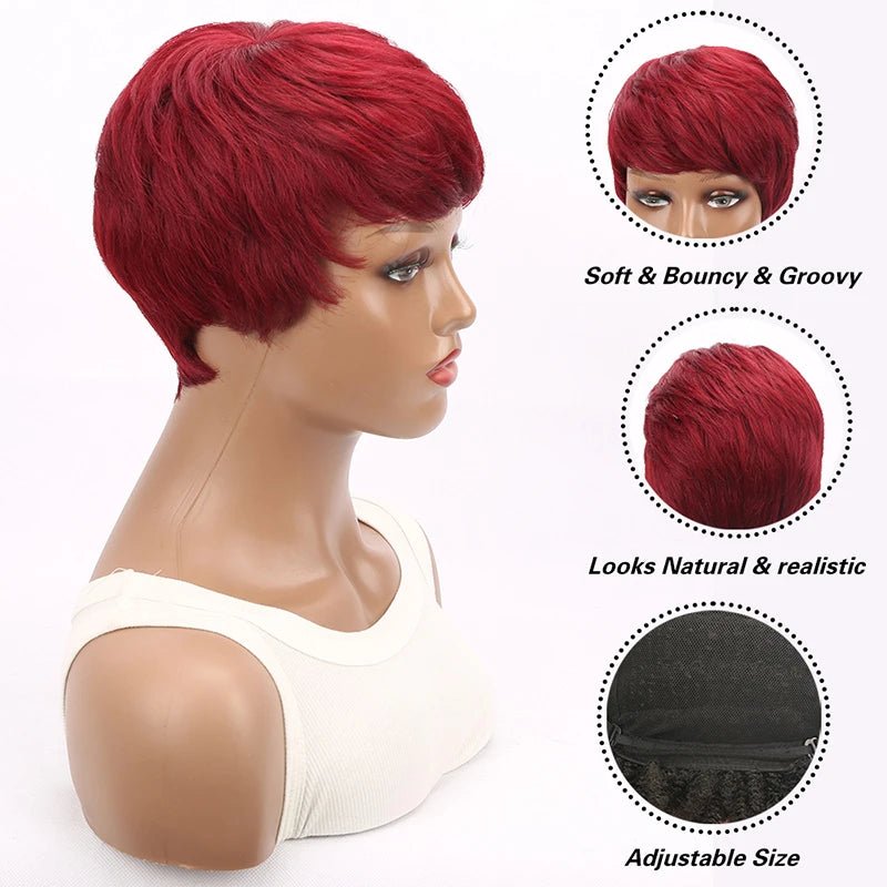 Short Pixie Cut Straight Synthetic Wig - Wigtrends