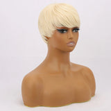 Short Pixie Cut Straight Synthetic Wig with Bangs - Wigtrends