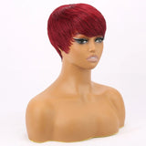 Short Pixie Cut Straight Synthetic Wig with Bangs - Wigtrends