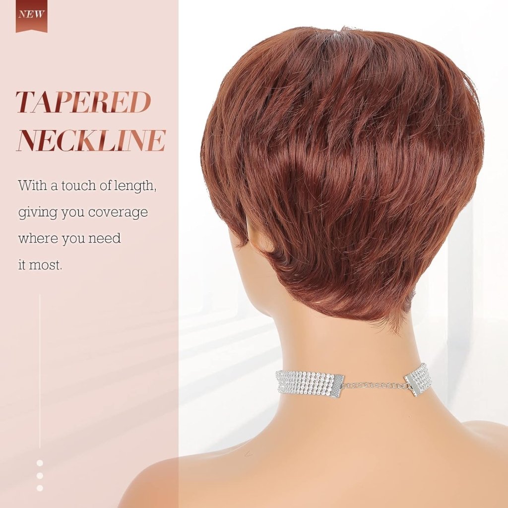 Short Pixie Cut Wigs Human Hair Wigs Coffee Brown Pixie Haircut Wig - Wigtrends