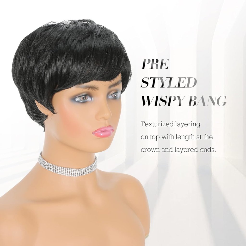 Short Pixie Cut Wigs Human Hair Wigs Coffee Brown Pixie Haircut Wig - Wigtrends