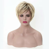 Short Pixie Cut Wigs with Bangs Mix Black Gray Pixie Cut Synthetic Hair Wigs - Wigtrends