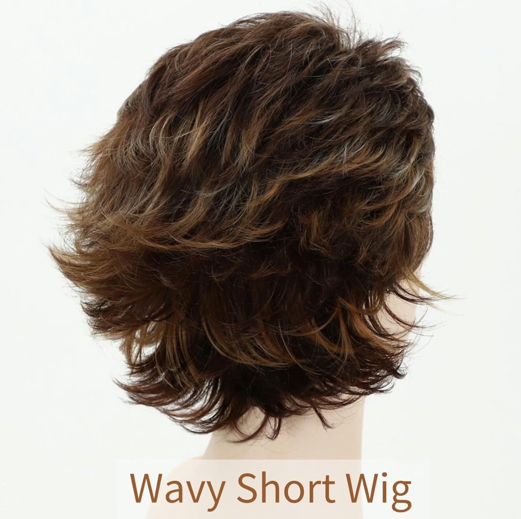 Short Red Pixie Cut Wavy Wigs with Bangs Burgundy Highlight Human Hair Wigs - Wigtrends