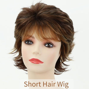 Short Red Pixie Cut Wavy Wigs with Bangs Burgundy Highlight Human Hair Wigs - Wigtrends