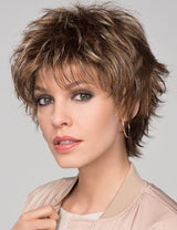 Short Red Pixie Cut Wavy Wigs with Bangs Burgundy Highlight Human Hair Wigs - Wigtrends