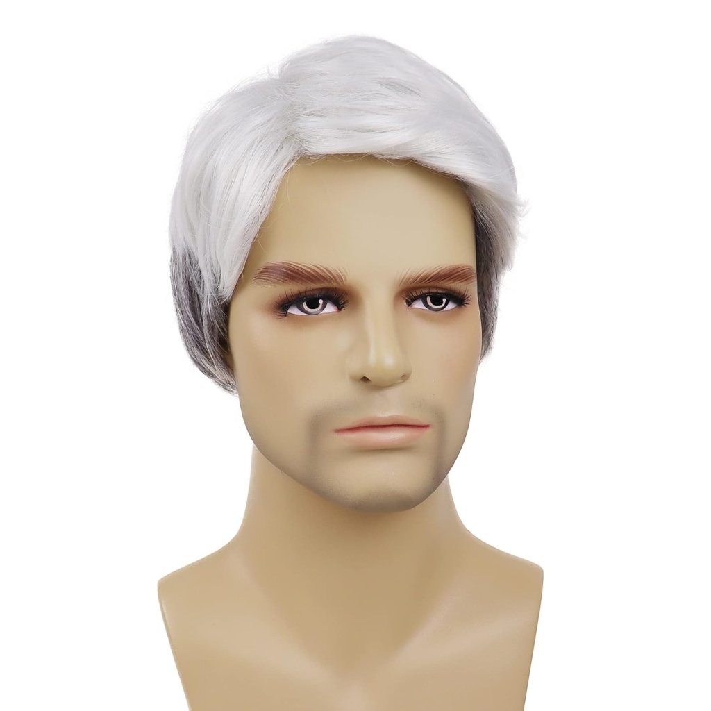 Short Silver Blanche Wig Older Man Wigs Guys Wig Synthetic Wig Seniors Hair - Wigtrends