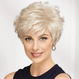 Short Silver Grey Human Hair Blend Wigs for Women Natural Hair Pixie Cut Wig - Wigtrends