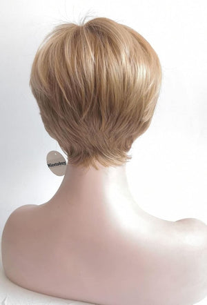 Short Straight Ginger Heat Resistant Synthetic Wig with Side Bang Wig Cap Blonde - Wigtrends