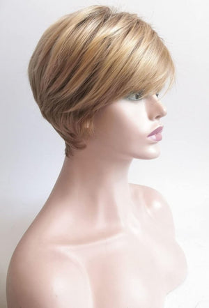 Short Straight Ginger Heat Resistant Synthetic Wig with Side Bang Wig Cap Blonde - Wigtrends