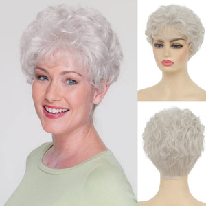 Short White Wigs for Women Synthetic Layered Curly Pixie Wig - Wigtrends