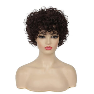 Short White Wigs for Women Synthetic Layered Curly Pixie Wig - Wigtrends