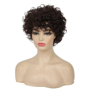 Short White Wigs for Women Synthetic Layered Curly Pixie Wig - Wigtrends