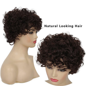 Short White Wigs for Women Synthetic Layered Curly Pixie Wig - Wigtrends