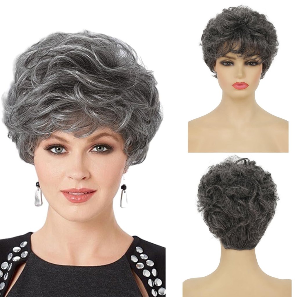 Short White Wigs for Women Synthetic Layered Curly Pixie Wig - Wigtrends