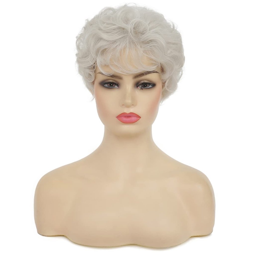 Short White Wigs for Women Synthetic Layered Curly Pixie Wig - Wigtrends