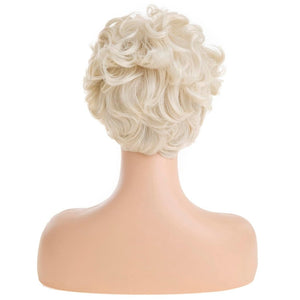 Short White Wigs for Women Synthetic Layered Curly Pixie Wig - Wigtrends