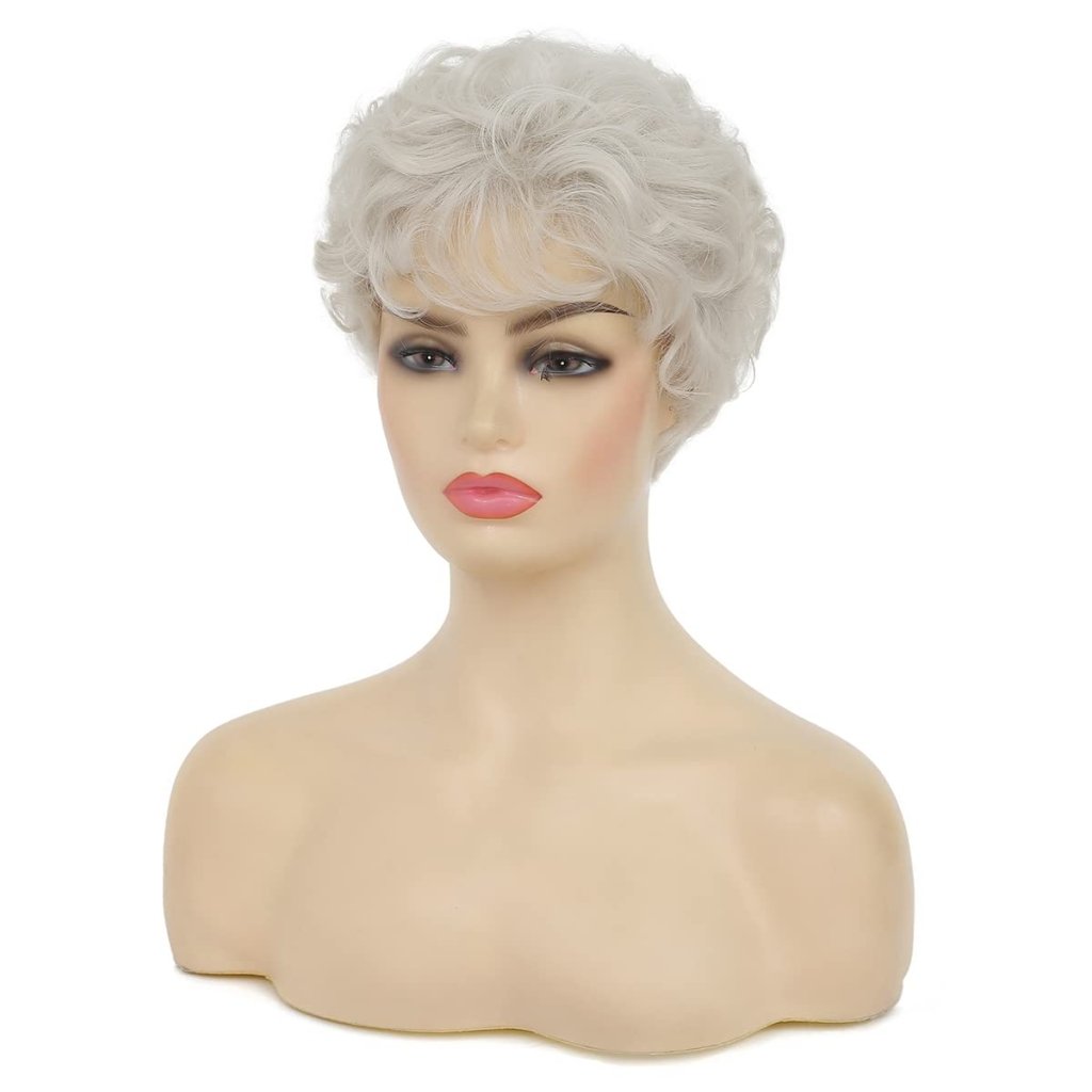 Short White Wigs for Women Synthetic Layered Curly Pixie Wig - Wigtrends