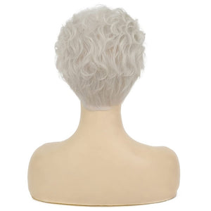 Short White Wigs for Women Synthetic Layered Curly Pixie Wig - Wigtrends