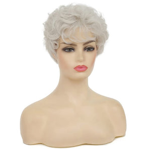 Short White Wigs for Women Synthetic Layered Curly Pixie Wig - Wigtrends