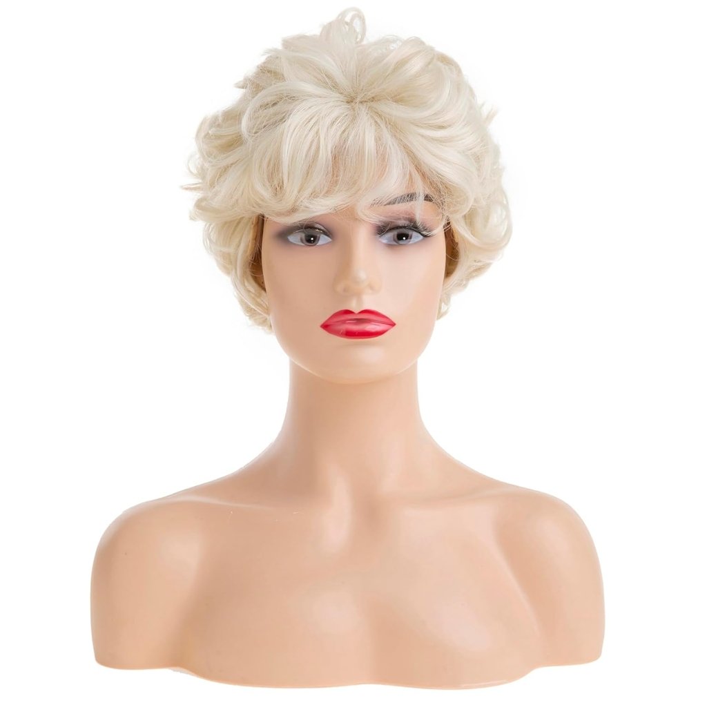 Short White Wigs for Women Synthetic Layered Curly Pixie Wig - Wigtrends