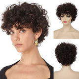 Short White Wigs for Women Synthetic Layered Curly Pixie Wig - Wigtrends