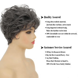 Short White Wigs for Women Synthetic Layered Curly Pixie Wig - Wigtrends