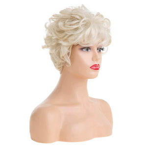 Short White Wigs for Women Synthetic Layered Curly Pixie Wig - Wigtrends