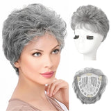 Short Wiglet Hair Topper for Women with Thinning Hair Large Coverage Synthetic Top Grey - Wigtrends