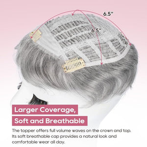 Short Wiglet Hair Topper for Women with Thinning Hair Large Coverage Synthetic Top Grey - Wigtrends