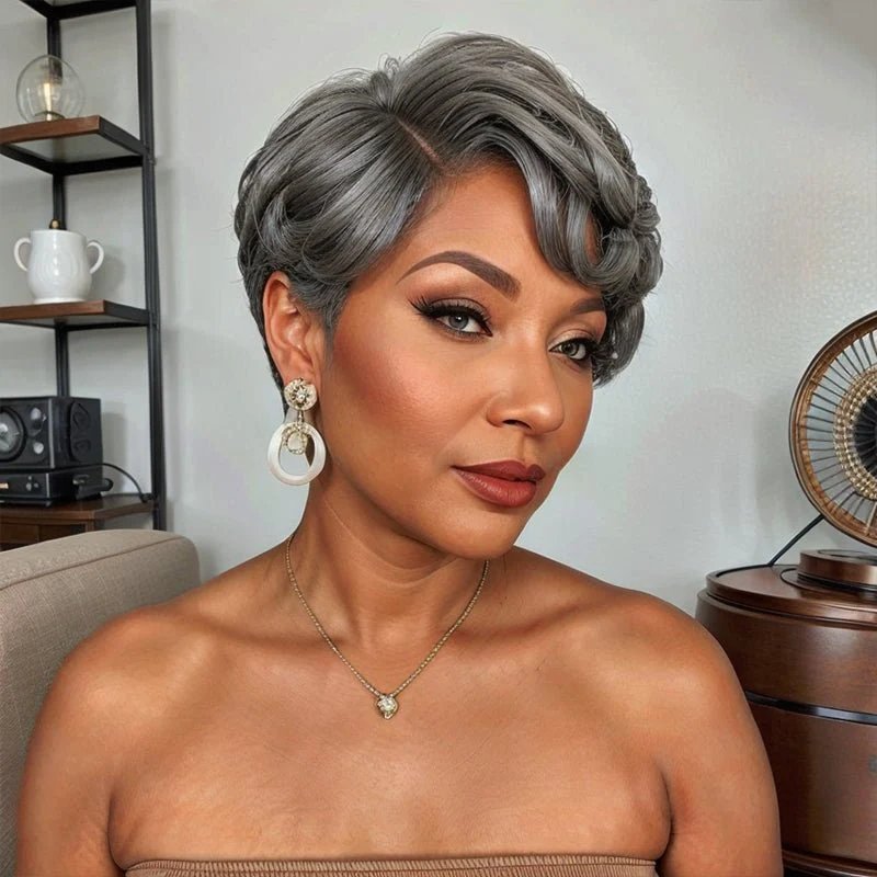 Side Part Glueless 5x5 Closure Lace Edgy Pixie Cut Short Bob Wigs - Wigtrends