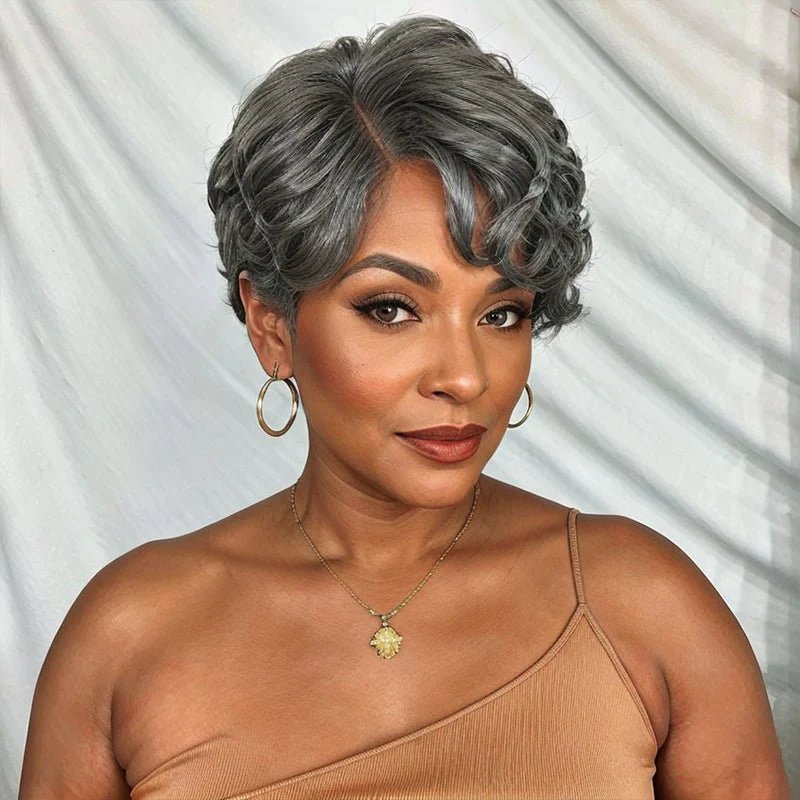 Side Part Glueless 5x5 Closure Lace Edgy Pixie Cut Short Bob Wigs - Wigtrends