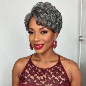 Side Part Glueless 5x5 Closure Lace Edgy Pixie Cut Short Bob Wigs - Wigtrends