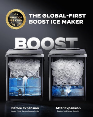 Silonn Countertop Ice Maker with Expanding Ice Basket, 9 Cubes in 6 Mins, 2.5L Ice Basket, Self - Cleaning Ice Maker with LED Touch Control, 2 Bullet Ice Sizes for Home, Kitchen, Office - Wigtrends