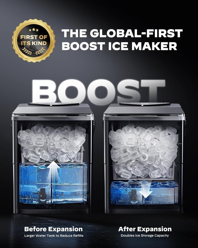 Silonn Countertop Ice Maker with Expanding Ice Basket, 9 Cubes in 6 Mins, 2.5L Ice Basket, Self - Cleaning Ice Maker with LED Touch Control, 2 Bullet Ice Sizes for Home, Kitchen, Office - Wigtrends
