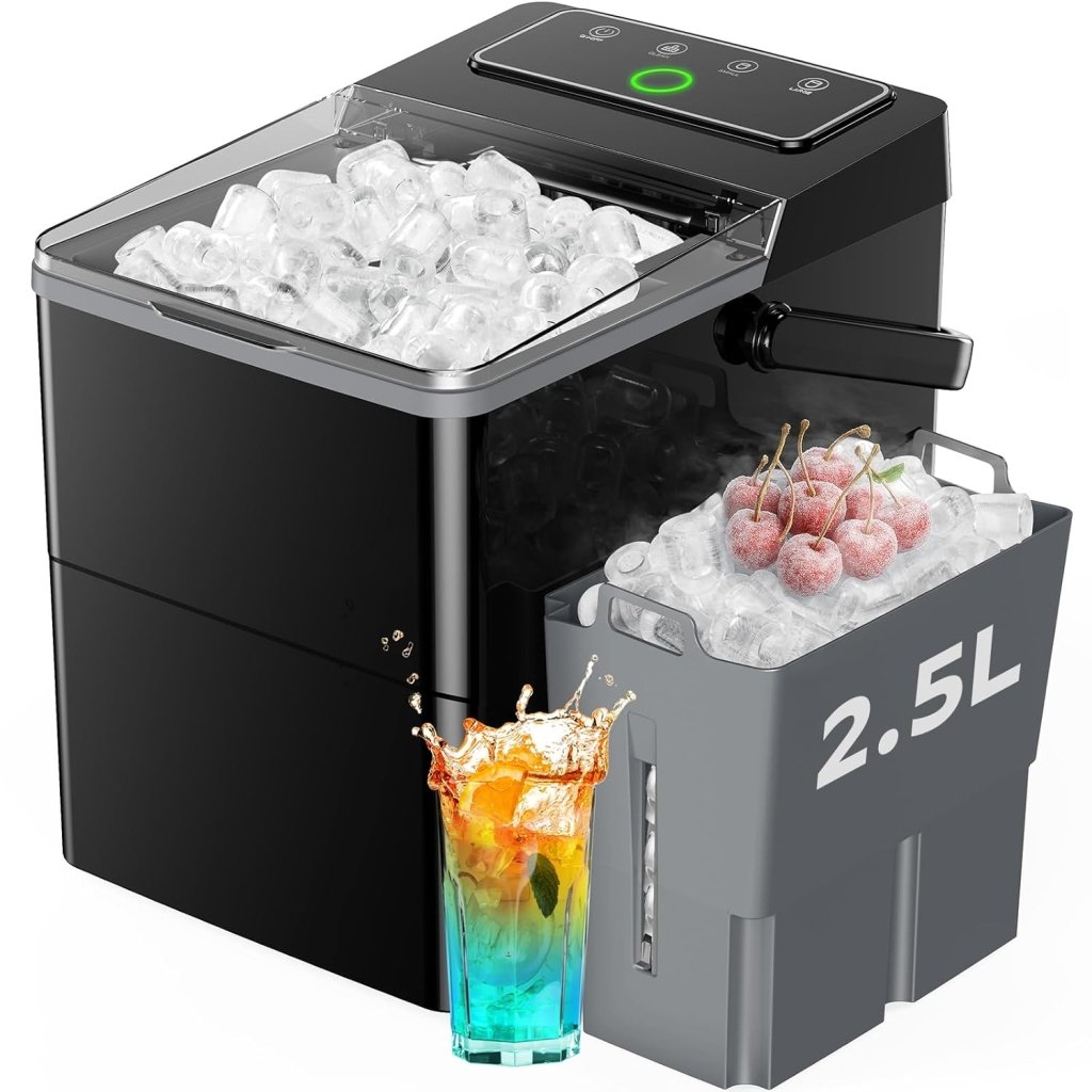 Silonn Countertop Ice Maker with Expanding Ice Basket, 9 Cubes in 6 Mins, 2.5L Ice Basket, Self - Cleaning Ice Maker with LED Touch Control, 2 Bullet Ice Sizes for Home, Kitchen, Office - Wigtrends