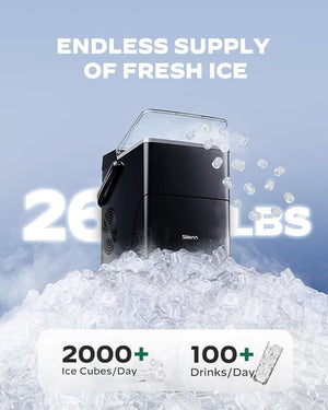 Silonn Countertop Ice Maker with Expanding Ice Basket, 9 Cubes in 6 Mins, 2.5L Ice Basket, Self - Cleaning Ice Maker with LED Touch Control, 2 Bullet Ice Sizes for Home, Kitchen, Office - Wigtrends