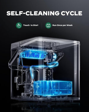 Silonn Countertop Ice Maker with Expanding Ice Basket, 9 Cubes in 6 Mins, 2.5L Ice Basket, Self - Cleaning Ice Maker with LED Touch Control, 2 Bullet Ice Sizes for Home, Kitchen, Office - Wigtrends