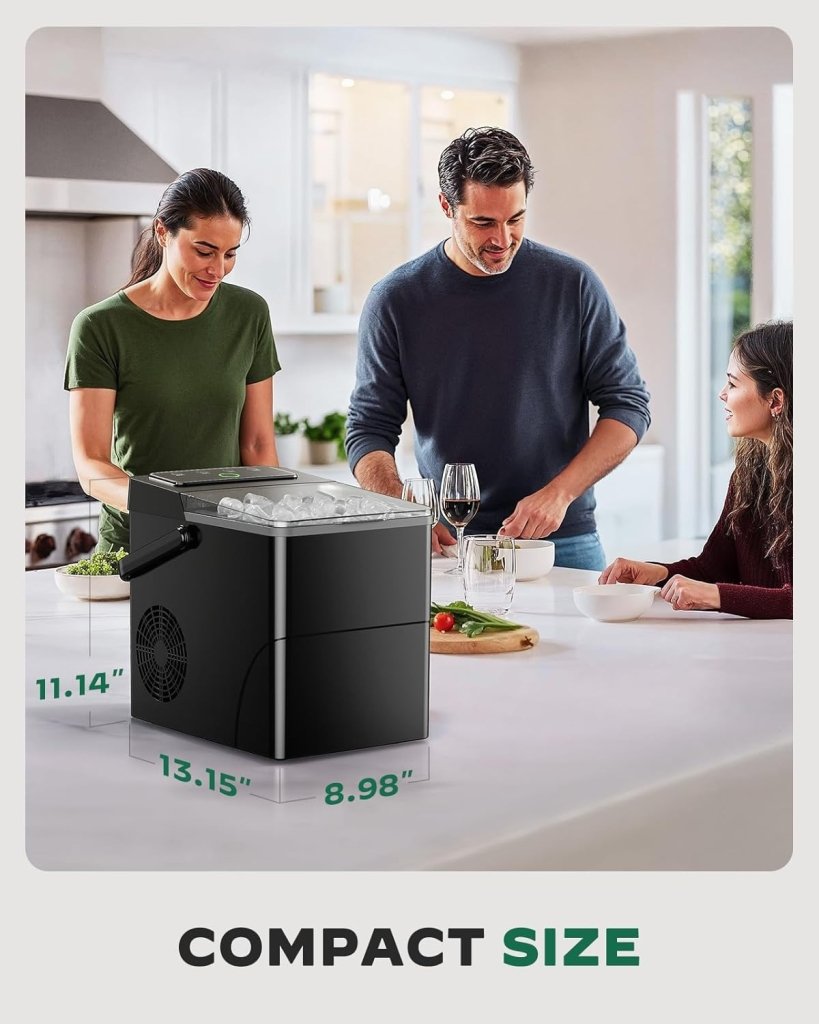 Silonn Countertop Ice Maker with Expanding Ice Basket, 9 Cubes in 6 Mins, 2.5L Ice Basket, Self - Cleaning Ice Maker with LED Touch Control, 2 Bullet Ice Sizes for Home, Kitchen, Office - Wigtrends