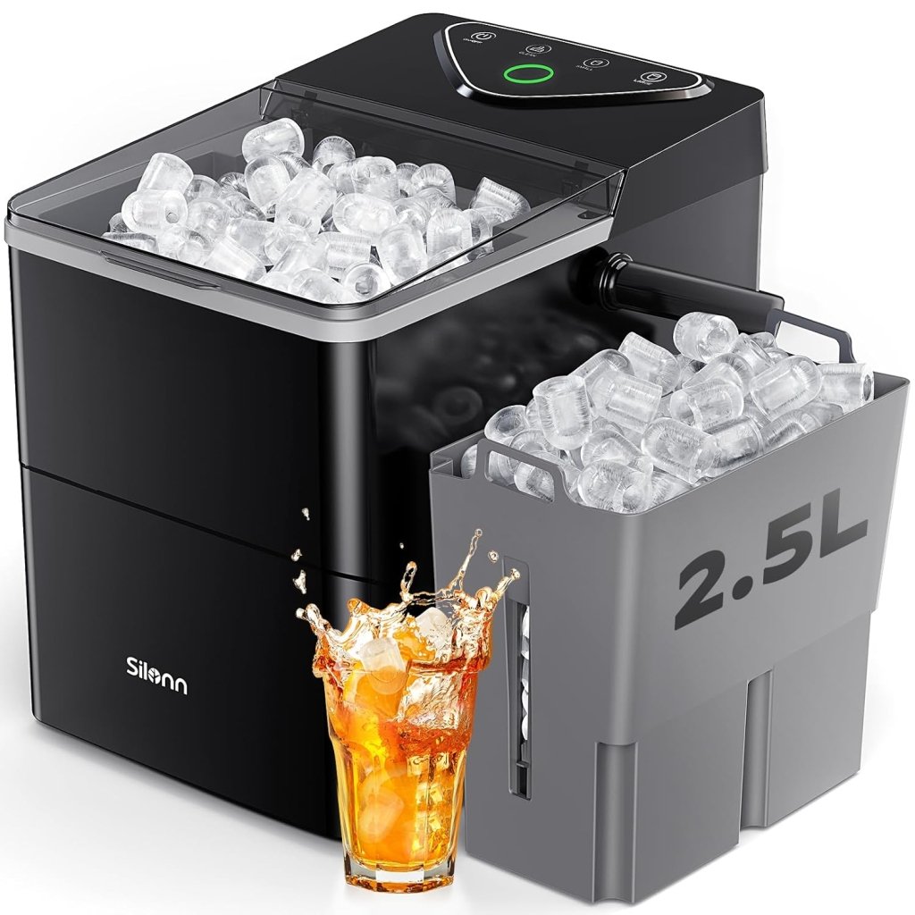 Silonn Countertop Ice Maker with Expanding Ice Basket, 9 Cubes in 6 Mins, 2.5L Ice Basket, Self - Cleaning Ice Maker with LED Touch Control, 2 Bullet Ice Sizes for Home, Kitchen, Office - Wigtrends