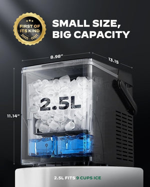 Silonn Countertop Ice Maker with Expanding Ice Basket, 9 Cubes in 6 Mins, 2.5L Ice Basket, Self - Cleaning Ice Maker with LED Touch Control, 2 Bullet Ice Sizes for Home, Kitchen, Office - Wigtrends