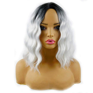 Silver Gray Black Ombre | Non Lace Front Daily Wear or Party Wig | 180% Density | Human Hair Feel | Adjustable Wig Cap | Heat Resistant 14' - Wigtrends