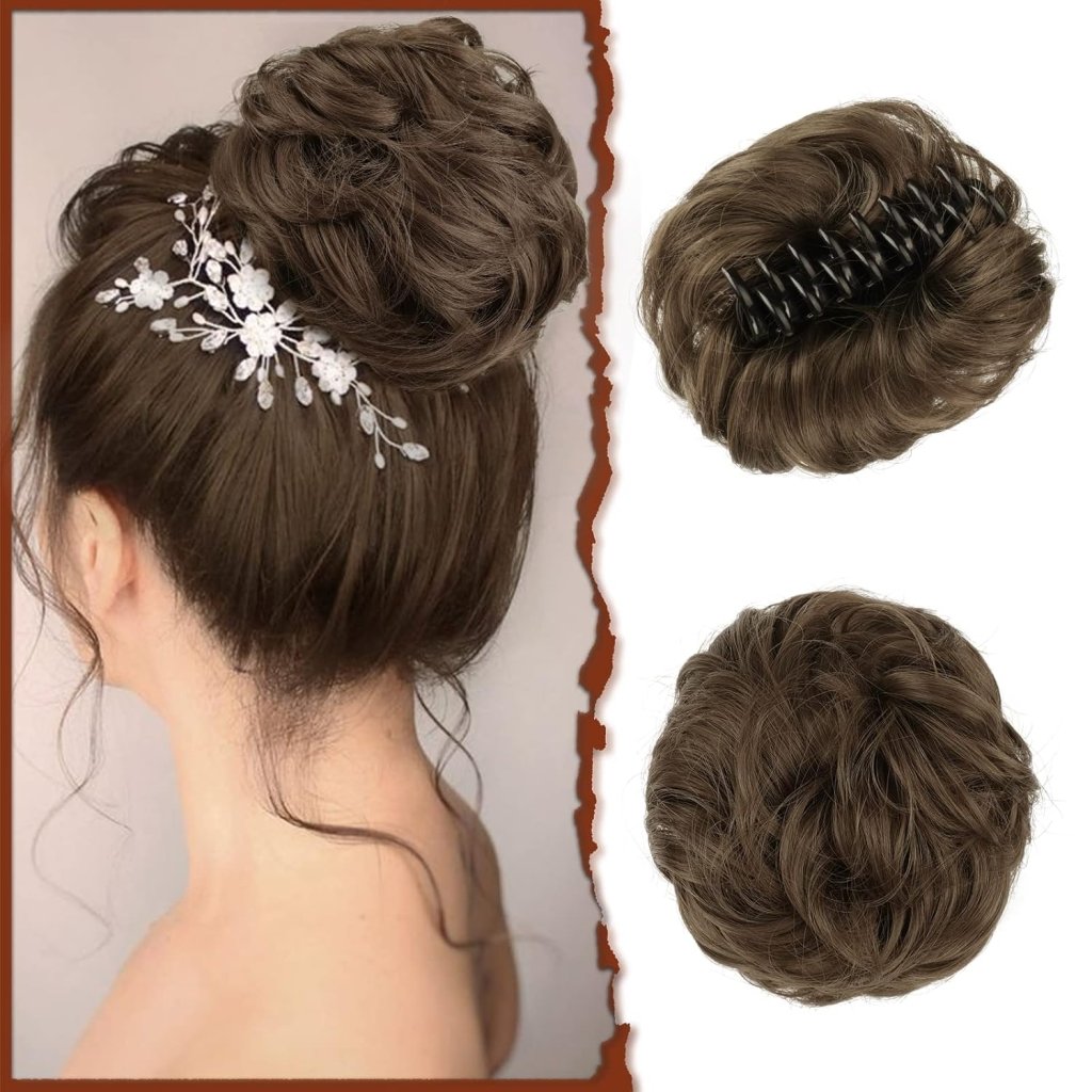 Silver Grey Claw Clip Messy Bun Hair Piece Ponytail Hairpieces - Wigtrends