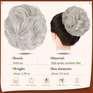 Silver Grey Claw Clip Messy Bun Hair Piece Ponytail Hairpieces - Wigtrends