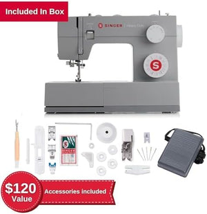 SINGER Heavy Duty 4452 High Speed Sewing Machine With Accessory Kit | Strong Motor with Enhanced Piercing Power, 110 Stitch Applications, Full Metal frame, 1 - step Buttonhole & LED Lights - Wigtrends