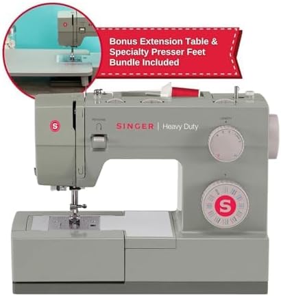 SINGER Heavy Duty 4452 High Speed Sewing Machine With Accessory Kit | Strong Motor with Enhanced Piercing Power, 110 Stitch Applications, Full Metal frame, 1 - step Buttonhole & LED Lights - Wigtrends