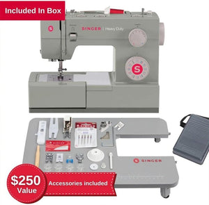 SINGER Heavy Duty 4452 High Speed Sewing Machine With Accessory Kit | Strong Motor with Enhanced Piercing Power, 110 Stitch Applications, Full Metal frame, 1 - step Buttonhole & LED Lights - Wigtrends