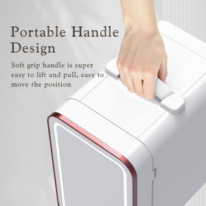 Skincare Fridge, 6L/10 Can Mini Fridge for Bedroom with Dimmable LED Mirror, Portable Cooler & Warmer Small Compact Refrigerator for Skincare, Cosmetics, Bedroom and Office, White - Wigtrends
