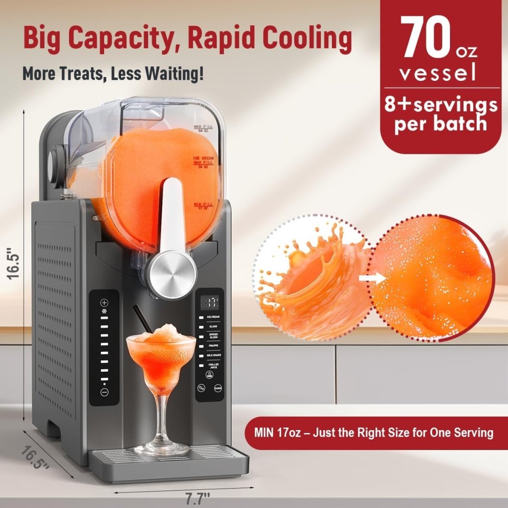 Slushie Machine: No Ice Needed All - in - One Slushy Maker for Home, Real - Time Temp Display, Auto - Clean, 6 Preset | Frozen Margaritas, Cocktails, Frappés, Ice Cream, Smoothies, Milkshakes,Summer Parties - Wigtrends